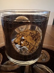 Vintage Libbey African Safari Animal Glasses Set 4 Low Ball/Rocks Signed M Dia