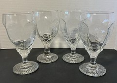 4 Vintage Libbey Chivalry Clear Glass Water Goblets Textured Panel 6.5”H 1