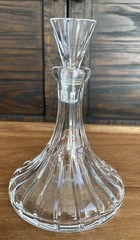 Barski European Handmade Cut Crystal Mouthwash Decanter with Hollow Stopper