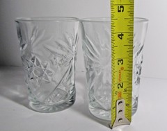 Vintage set of 2 Anchor Hocking Prescut Oatmeal Star of David Flat Glass Tumbler
