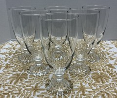 Vtg Set of 6 Anchor Hocking Berwick Boopie Clear Glass ICED TEA Goblets 7”Tall