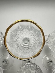 Cristal D Arques Longchamp Gold Rim Crystal Wine Glasses 6 1/2″ Set of 6 France