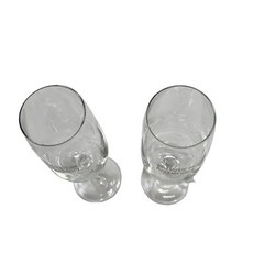Vintage Heartline Happy Anniversary Toasting Glasses Lead Crystal Lace Ribbon