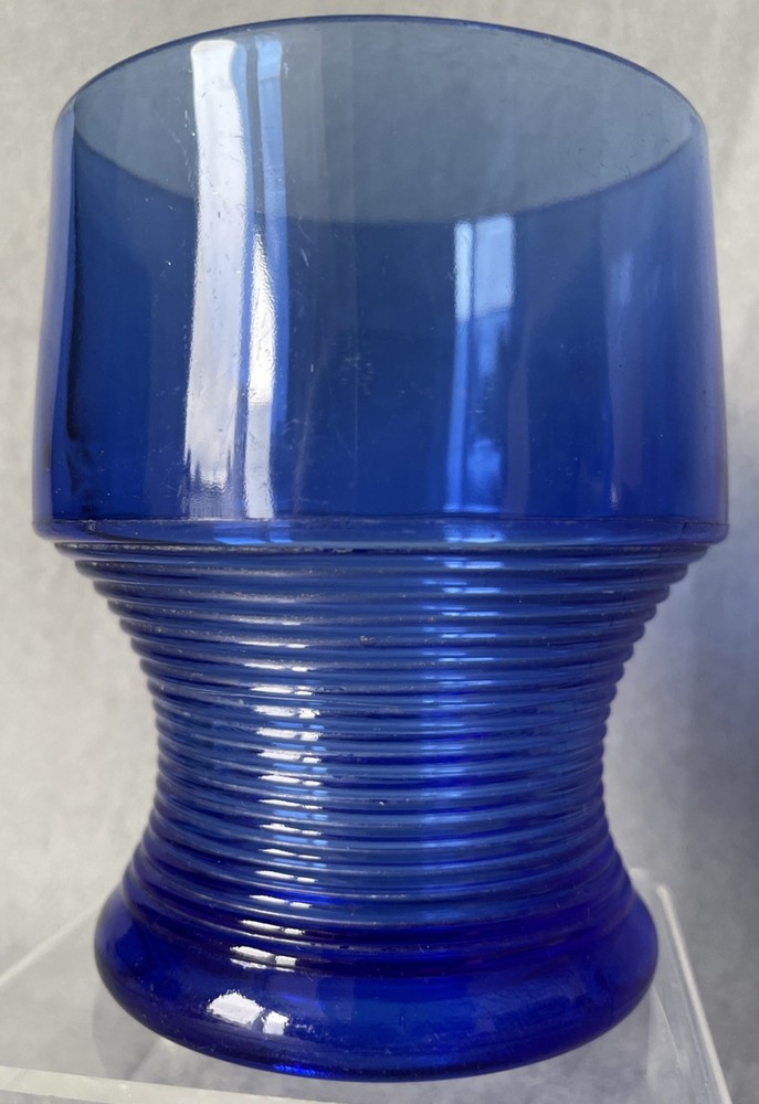 Vintage Hazel Atlas Georgian Ribbed Cobalt Blue Glass 3.75” in
