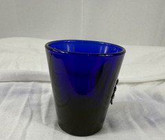 * RARE* Vintage Cobalt Blue Libby Celestial Moon Sun Stars Shot Glass Metal