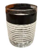 Vintage MCM design Libbey Black & White Stripe 3 Juice Highball glasses 3.5”