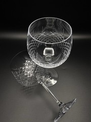2 Ricci Cut Criss Cross Crystal Glass Red Wine Goblets Ballooned Stemware 20 Oz