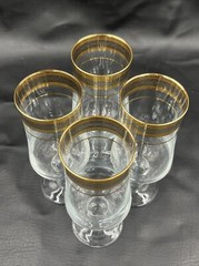 Vintage Gold and Silver Band Goblets 7 1/2″ Tall