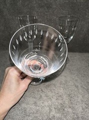 Set Of 3 Tabla Crystal Diamond Water Glasses Frosted Stems