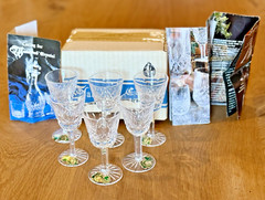 6 WATERFORD Lismore Crystal Cordial Liqueur Glasses 1990s WEDDING GIFT New NIB