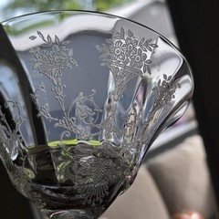 Morgantown Glass «Mayfair» Etched Champagne Glasses Set of 4 Art Nouveau Style