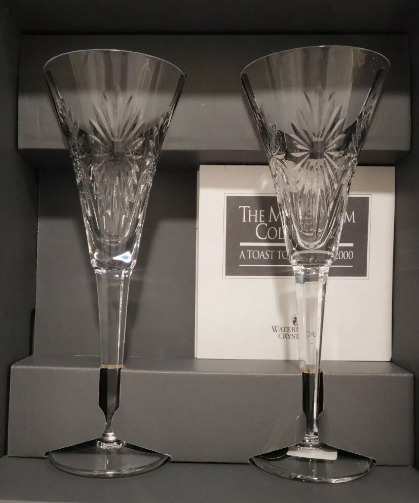 WATERFORD, LIMITED ED., MILLENNIUM MILLENIUM FLUTES, HEALTH, MINT IN BOX