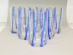 Alessandro Coppola Murano Art Glass Blue Tumblers Set 6 Italy 5.8in