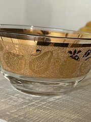 Vintage Culver Bowl Florentine Fruit Glass Dip Nut Bar Trinket Dish Gold 22k MCM