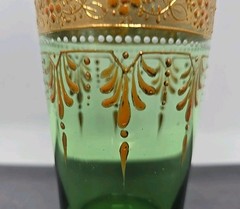 Bohemian Moser Juice Glass / Tumbler Gold Enamel Decor 3 7/8″ Late 19th C.