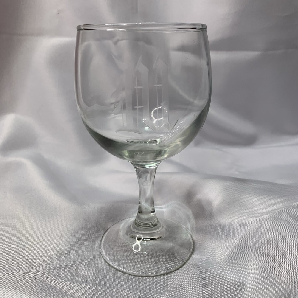 VTG Set 3 Etched Monogram “W” Wine Goblet Clear Glass Stemware Old English 6×3”