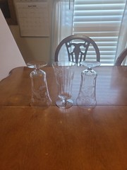 Antique Etched Glass – Footed Water/Tea Glasses- Set 0f 3