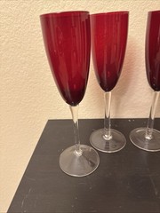 Vintage Ruby Red Champagne Flutes Set of 4