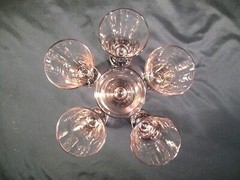 Sasaki Colonnade? Champagne Flutes Pink Base Set of 6