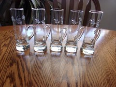 Etched Handled Shot Glasses Vintage – Set of 5