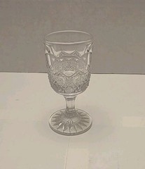 Brilliant Cut Glass Panel Crisscross Diamond Base Wine JUICE CUP 4″ VINTAGE