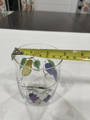 Hand Painted Tumble Up Glass Bedside Carafe & Glass Set Pears, Plum & Grapes