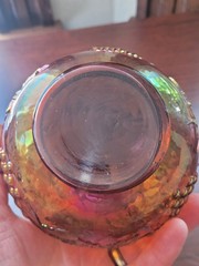 Nice Purple Northwood Carnival Glass Grape & Cable Cologne Bottle w Stopper
