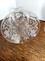 Morgantown Lace Bouquet Clear Stemmed Water Glasses Etched Floral Roses Set 0f 3