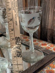 MCM Libbey Frosted Silver Leaf/Foliage 8 oz Wine Glasses/Goblets Set 6 SEE PICS!