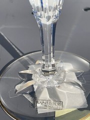 New Saint Louis Crystal Stella Gold Rim Champagne Flute 7 3/4″ Store Display