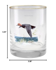 Culver Ned Smith 22k Gold Rim Waterfowl DOF Double Old-Fashioned Glasses, 13.5-O