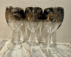 Vintage 1960s Barware Set – Platinum Rim Ombre Queens Lusterware Cordial Glasses