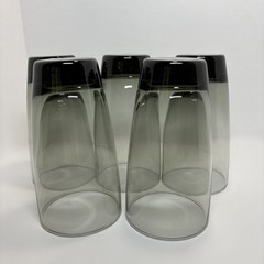 Set of 5 Libbey Classic Smoke Gray Glass 6″ Heavy Tumblers Drinking Glasses