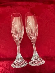NIB FLAWLESS Stunning BACCARAT France Pair MASSENA Crystal CHAMPAGNE WINE FLUTES