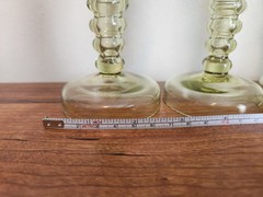 Set Of 4 Olive Green Glass Wine Goblets Or Roemers Etched Fritz Heckert?