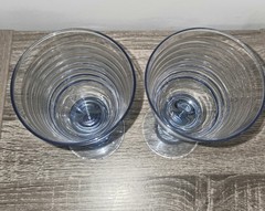 Set of 2 Vintage Libbey Ice Blue Sirrus Spiral Water Goblet Drinking Glass 7″