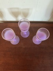 MCM Blendo Frosted Orchid Stemmed Wine Glasses: Set Of 3