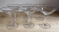 Lot Of 6 Moser Royal Martini Glasses Hand-cut Crystal 24K Gold Rim