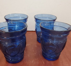 4 – Maryland Glass Corp Hazel Atlas Cobalt Blue O Ring of Rings Cordial Glass