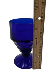 6 Vintage Viking Colbalt Blue Iced Tea Goblets Georgian Honeycomb 5-1/2 Footed