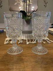 Vintage Set Of 2 Anchor Hocking Wexford Water Goblet 6.625″ Stemmed Glasses