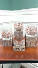 Vintage Libbey Cattails and Foliage Lowball Scotch Glasses.