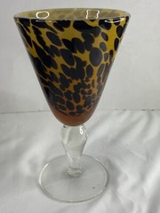 Global Amici Safari Leopard Tortoise Wine Water Goblet Handblown Glass Jungle