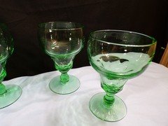 Set of 6 Fenton Green Glass Georgian Water Goblets