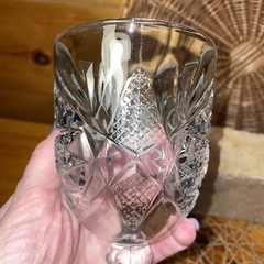 Vintage Libbey Ornate Hobstar Stem Footed Water 10 oz 7.25 in Goblets Lot of 2