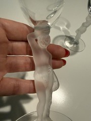 Crystal Frosted Nude Male Bacchus Cordial Liqueur Glass Figural Set of 2 – Taper
