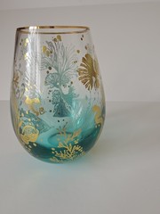 Cornet Barcelona Ocean Majesty Stemless Wine Glass Teal Gold