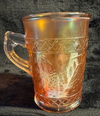 Lovely Vintage Marigold Carnival Glass Stork & Rushes Lattice Tumbler by Dugan