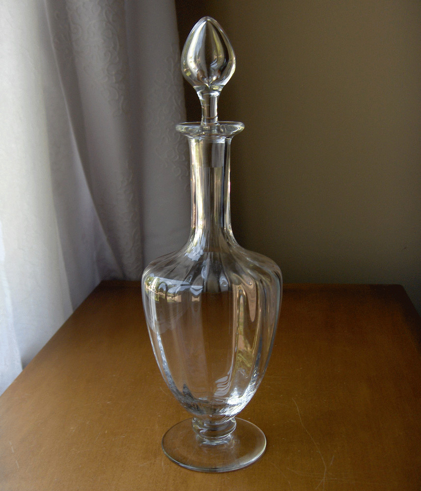 Baccarat Capri Optic footed wine decanter~13.5″ H~made in France~1969~Pristine