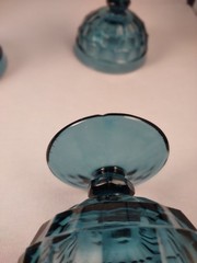 Whitehall Colony Cubist Riviera Blue Champagne Sherbert Dessert MCM Set of 4